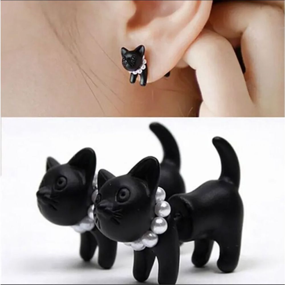 Cute dog alloy plating artificial pearls ear stud